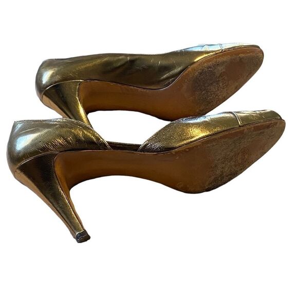 BRUNO MAGLI - TUSCAN GOLD OPEN TOE / PEEP TOE 3” PUMPS / HEELS - GOOD COND. - S7 - Picture 10 of 12